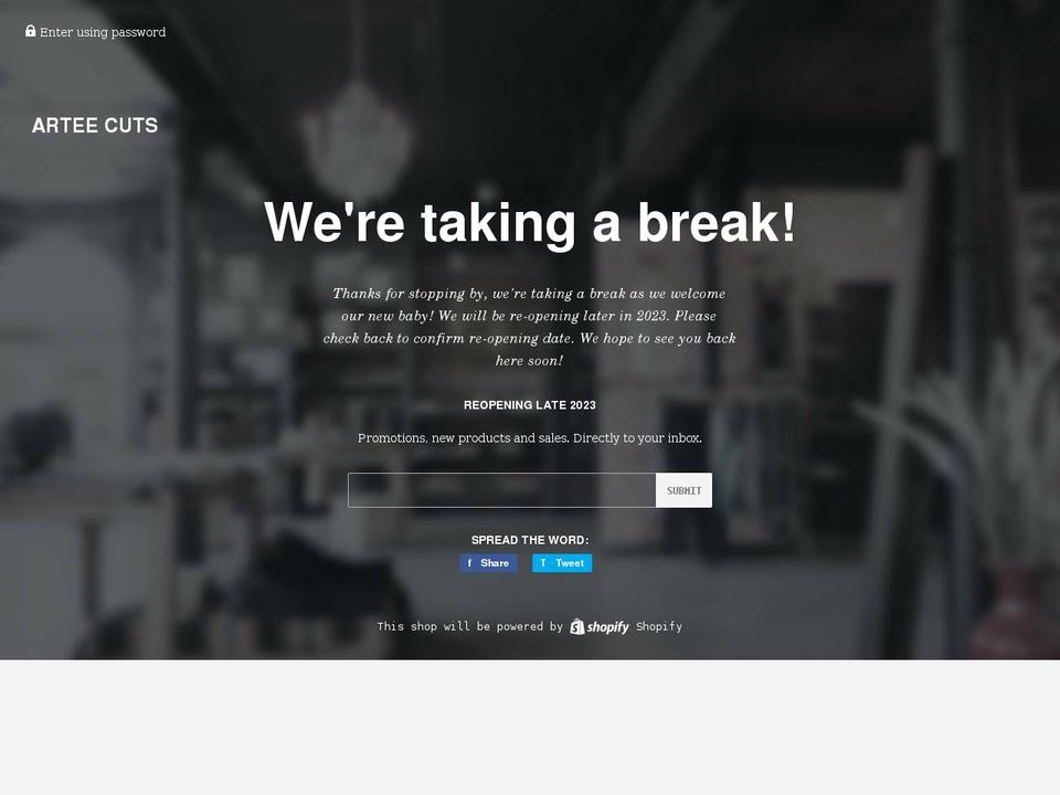 arteecuts.com shopify website screenshot