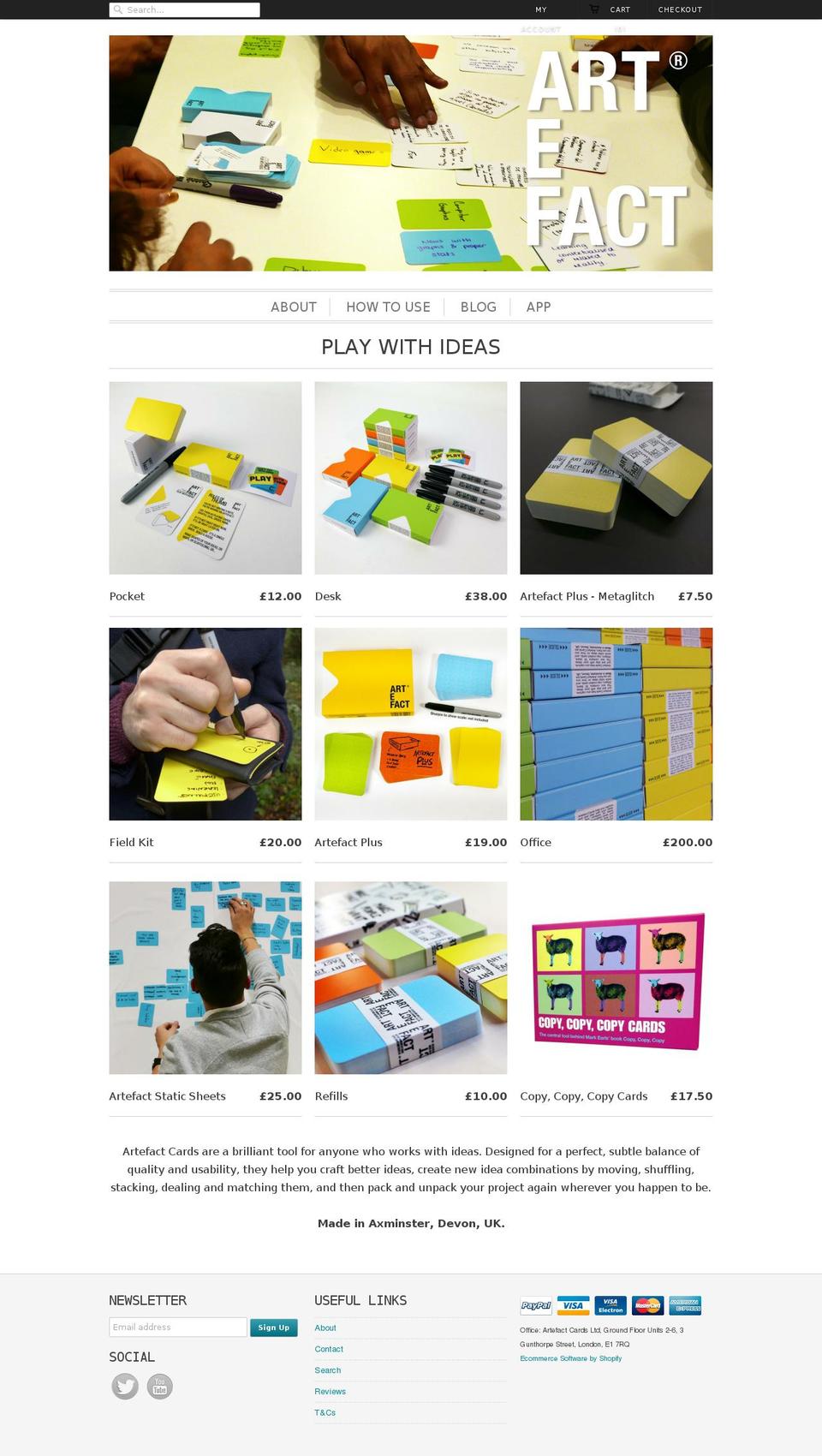 artefactshop.com shopify website screenshot