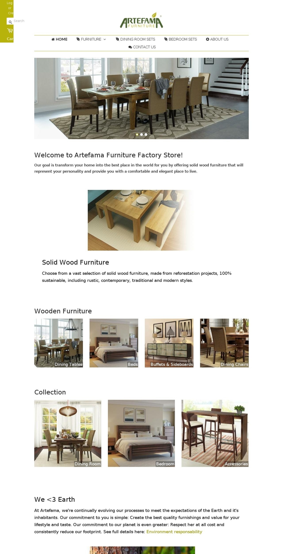 artefamafurniturestore.com shopify website screenshot