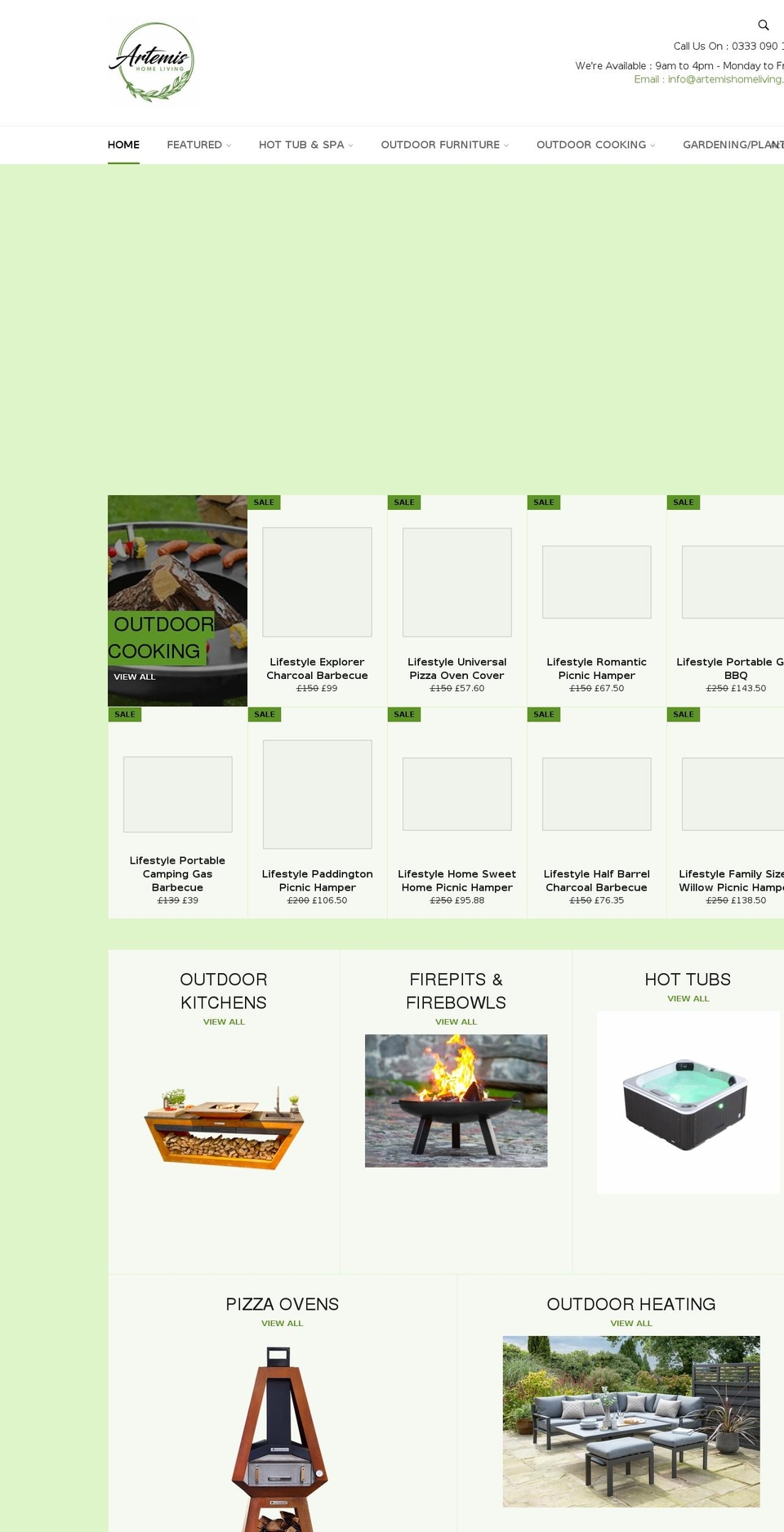 artemishomeliving.com shopify website screenshot
