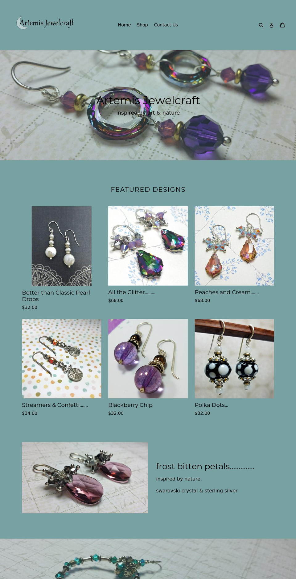 artemisjewelcraft.com shopify website screenshot