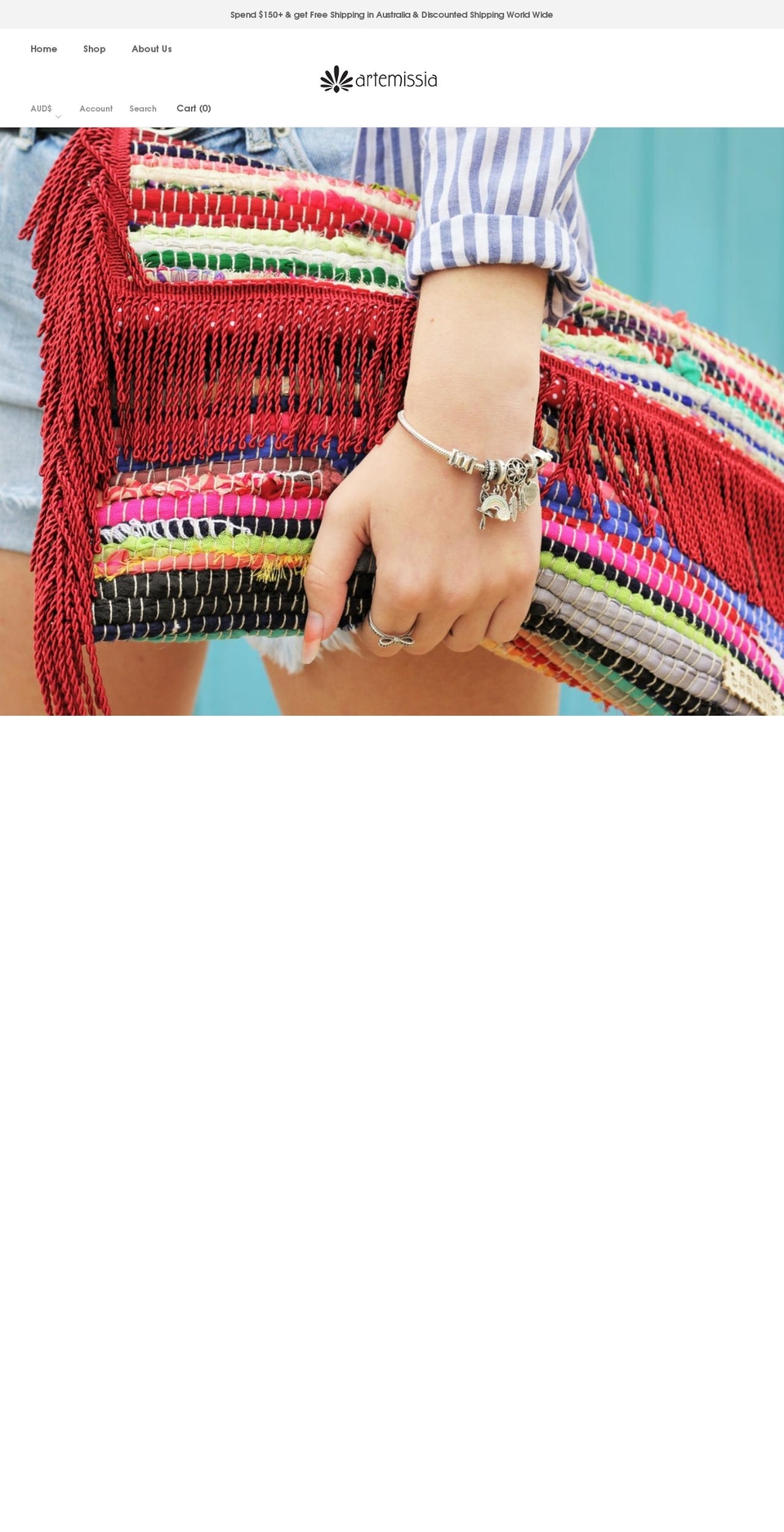 artemissiashop.com shopify website screenshot