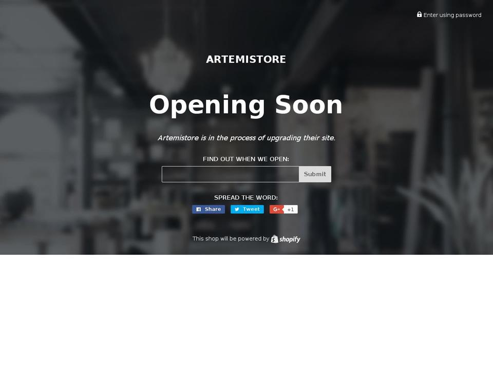 artemistore.com shopify website screenshot