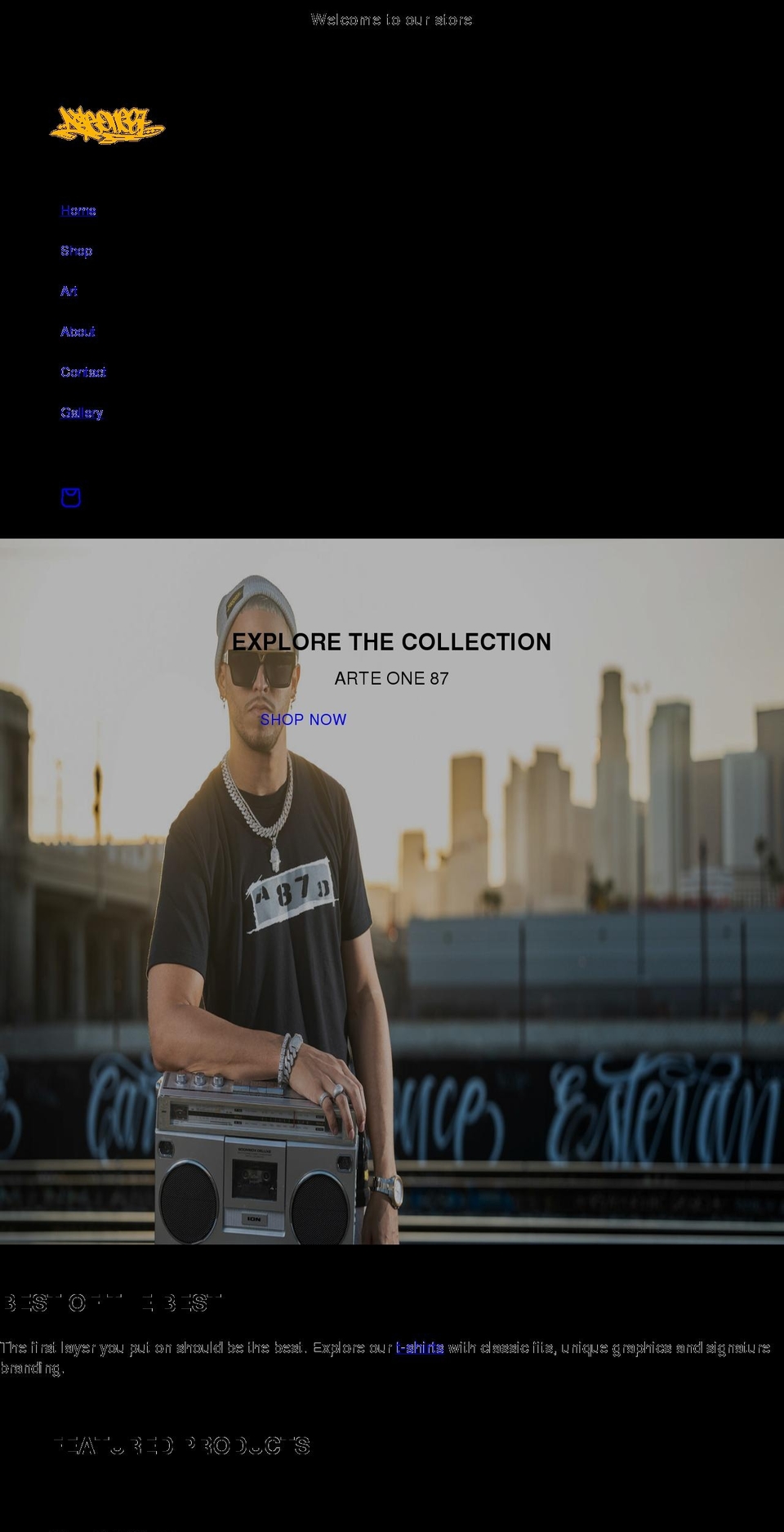 arteone87.com shopify website screenshot