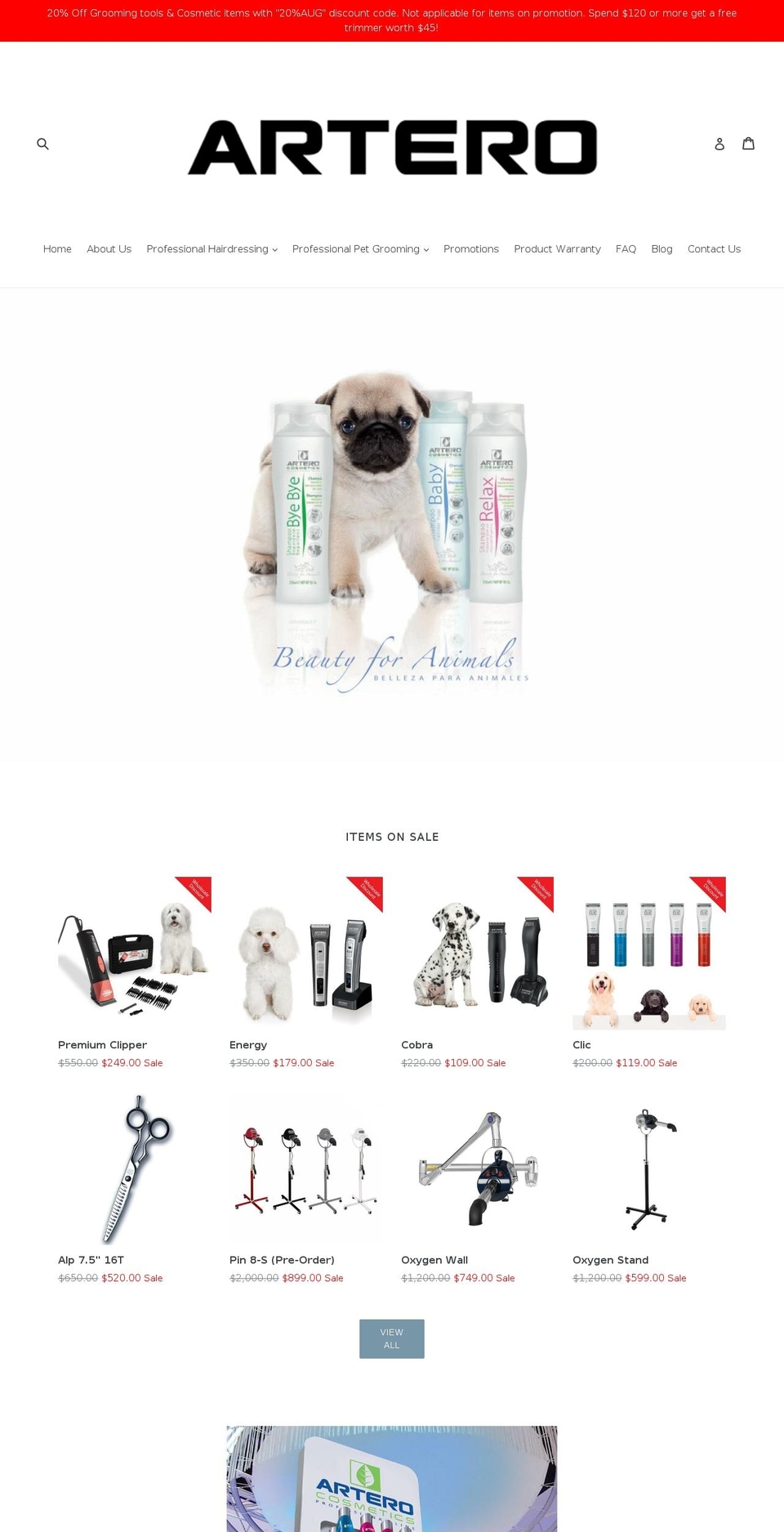 arterosg.com shopify website screenshot