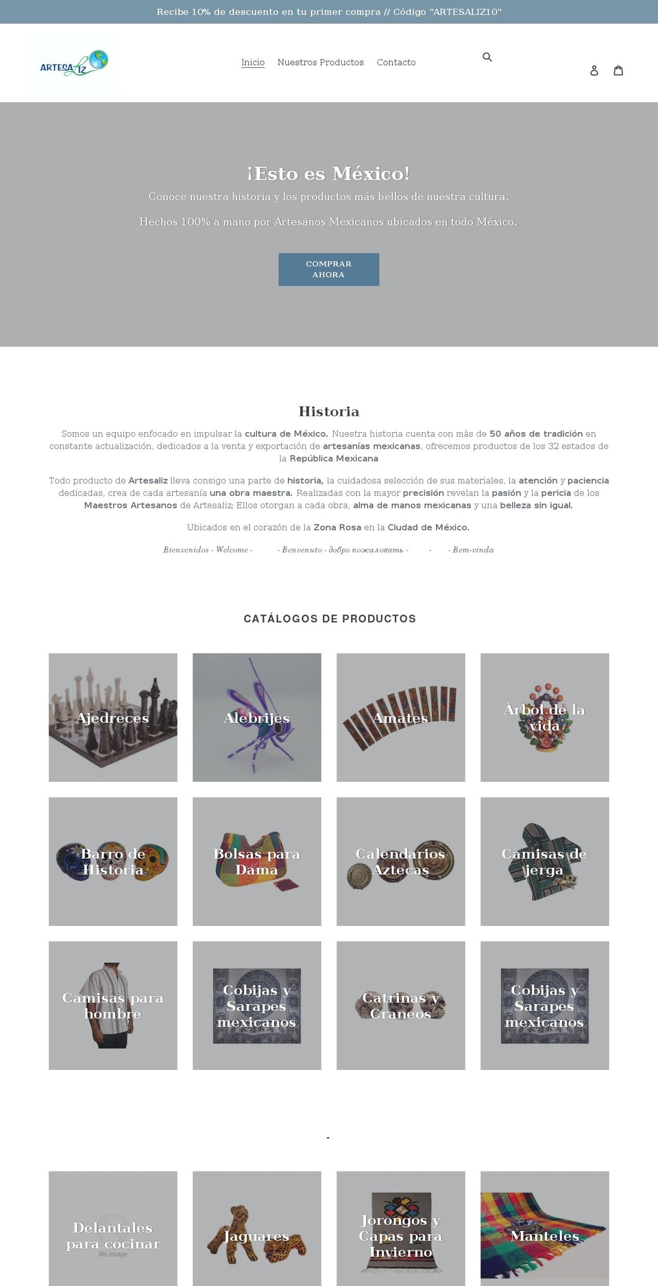 artesaliz.com shopify website screenshot