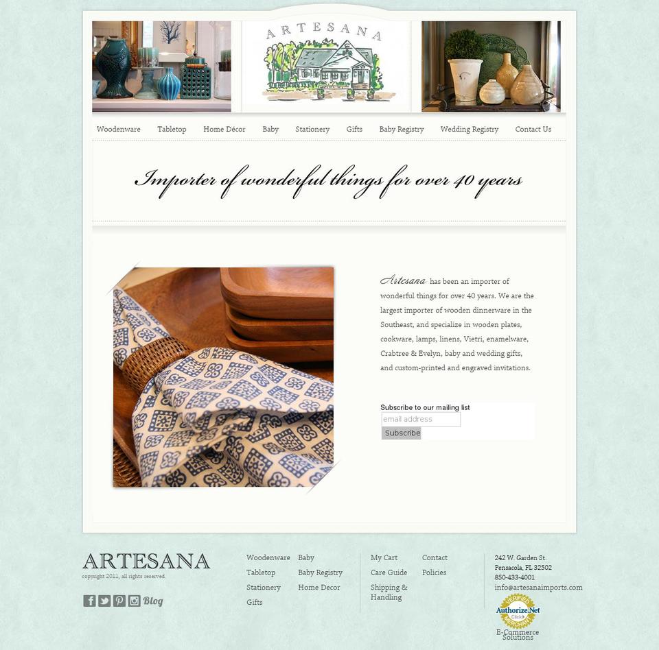 artesanaimports.com shopify website screenshot