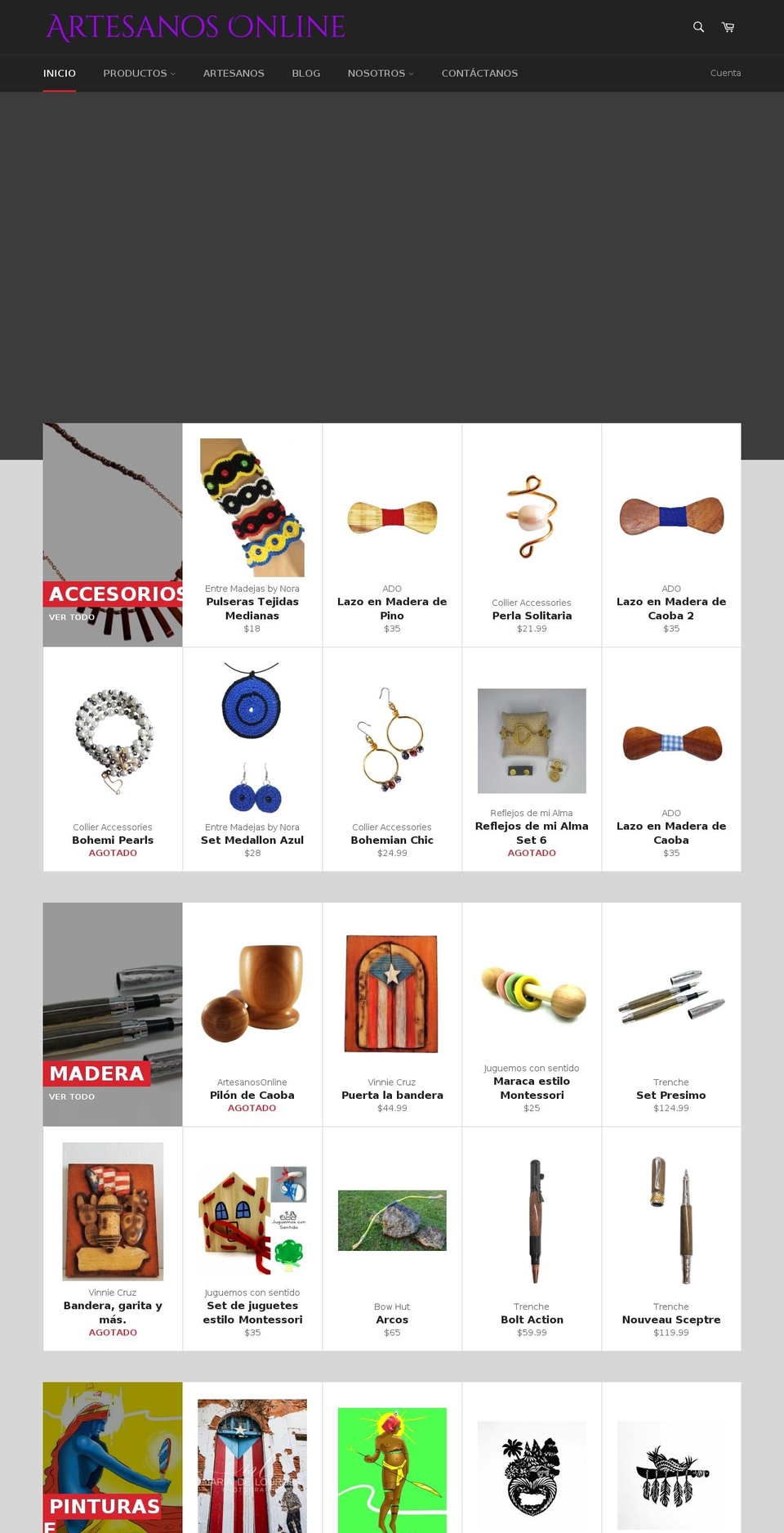 artesanosonline.com shopify website screenshot