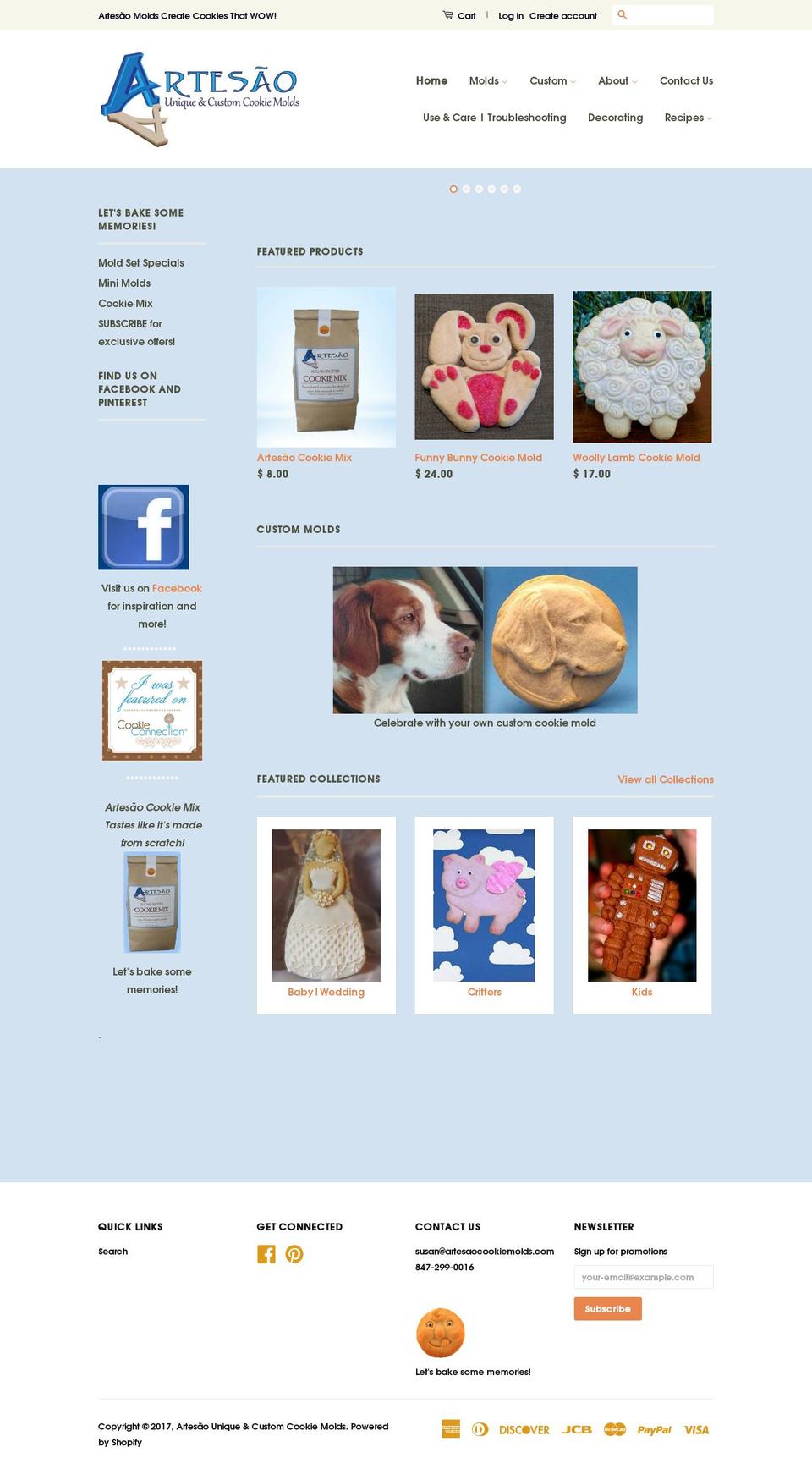 artesaocookiemolds.com shopify website screenshot