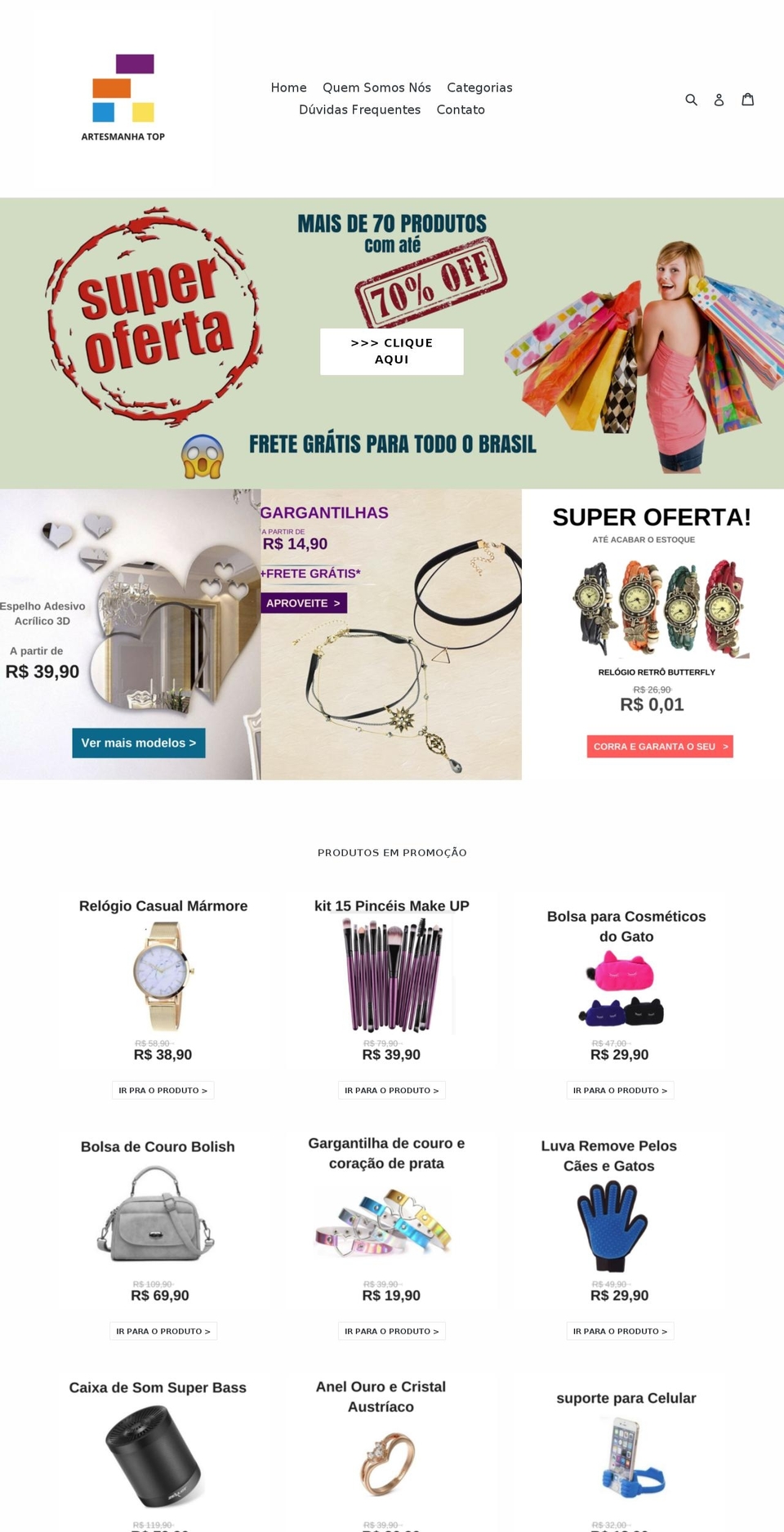 artesmanha.com shopify website screenshot