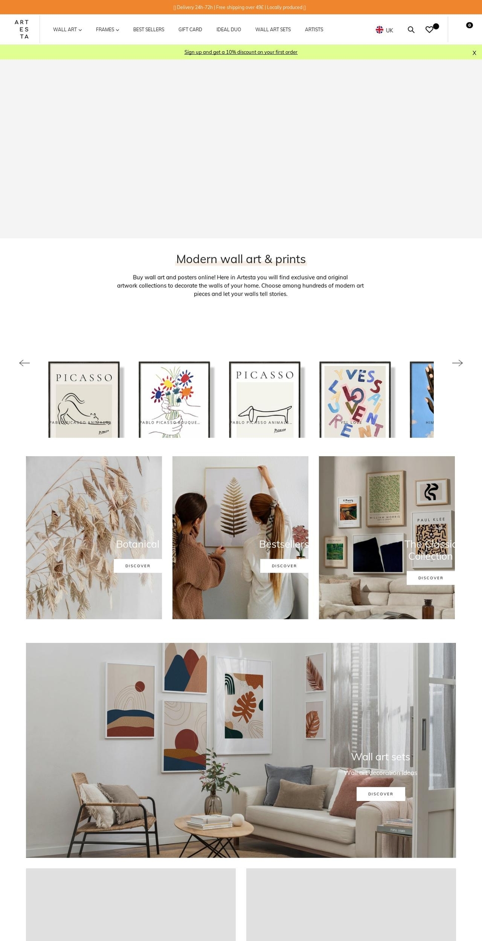 artesta.co.uk shopify website screenshot