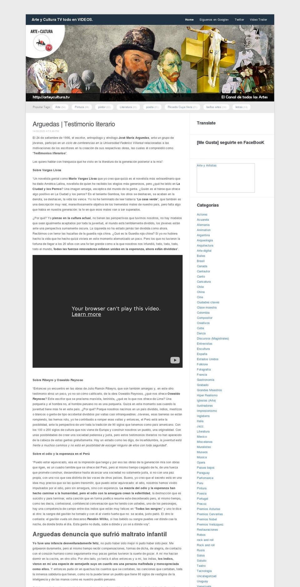 arteycultura.net shopify website screenshot