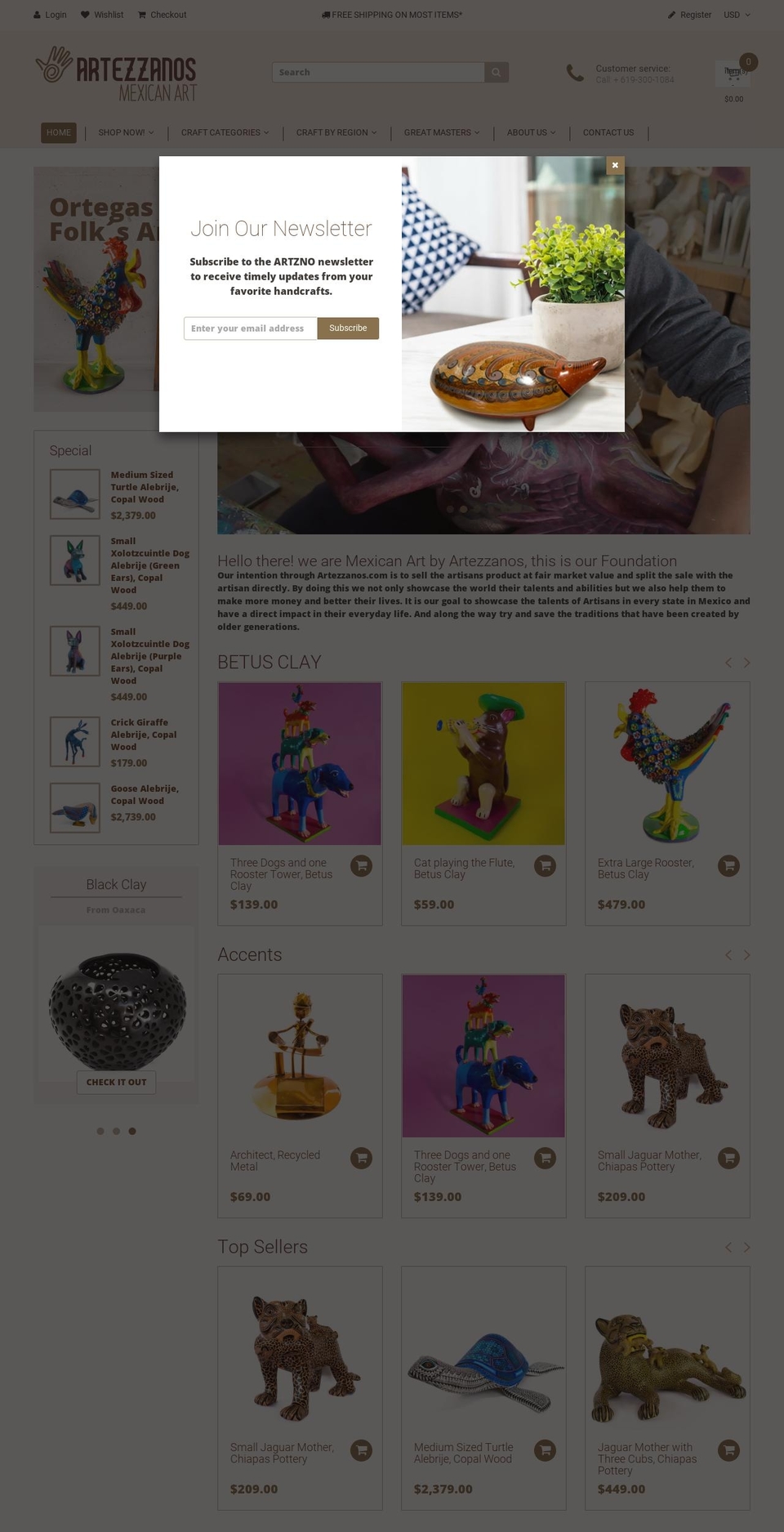 artezzanos.com shopify website screenshot