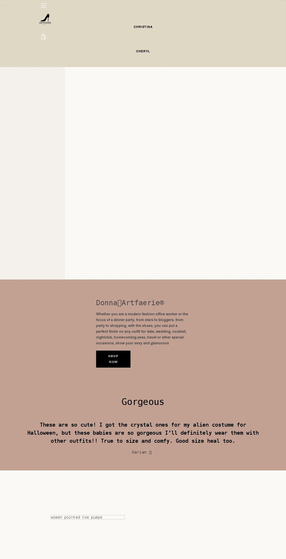 artfaerie.com shopify website screenshot