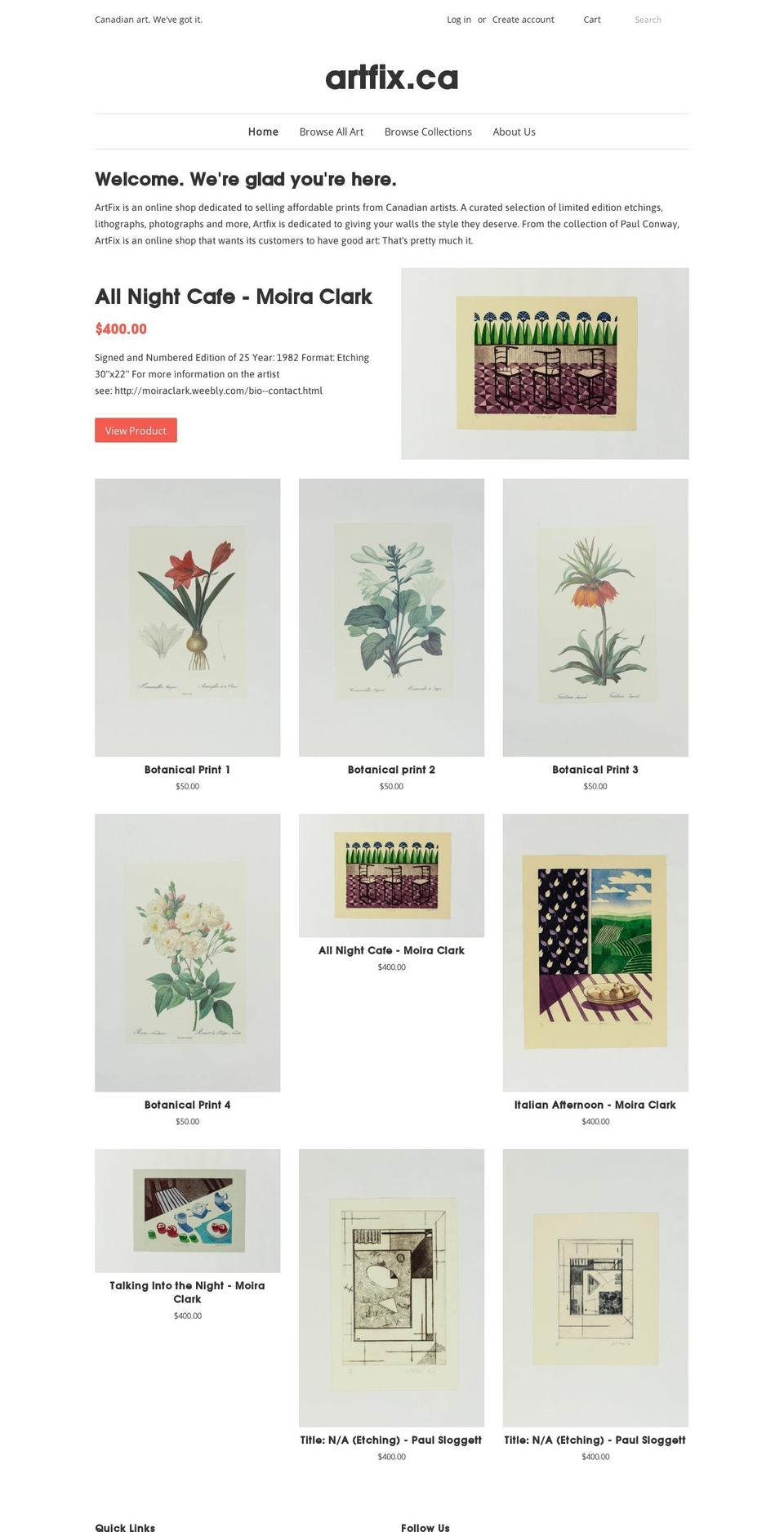 artfix.ca shopify website screenshot