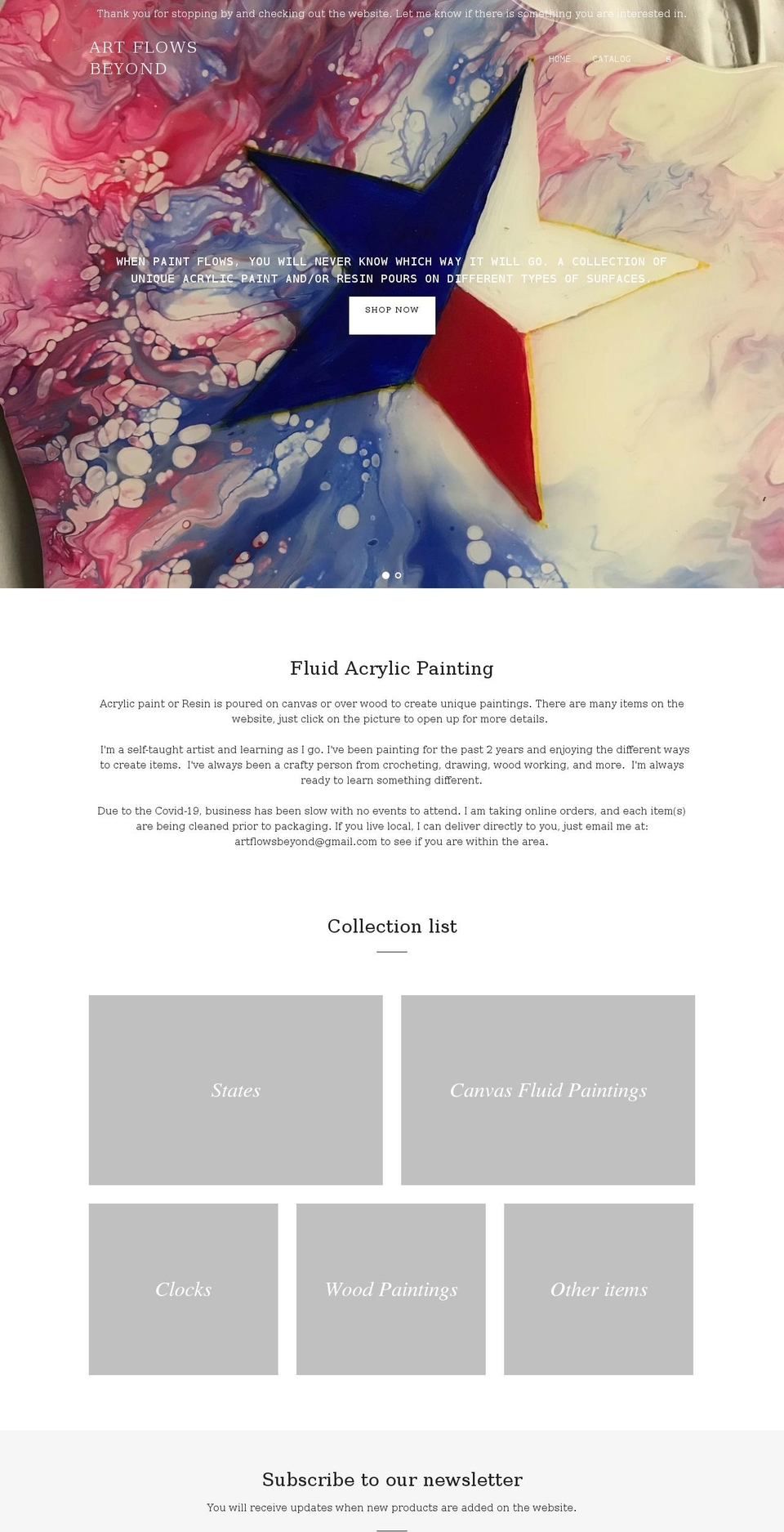 artflowsbeyond.com shopify website screenshot