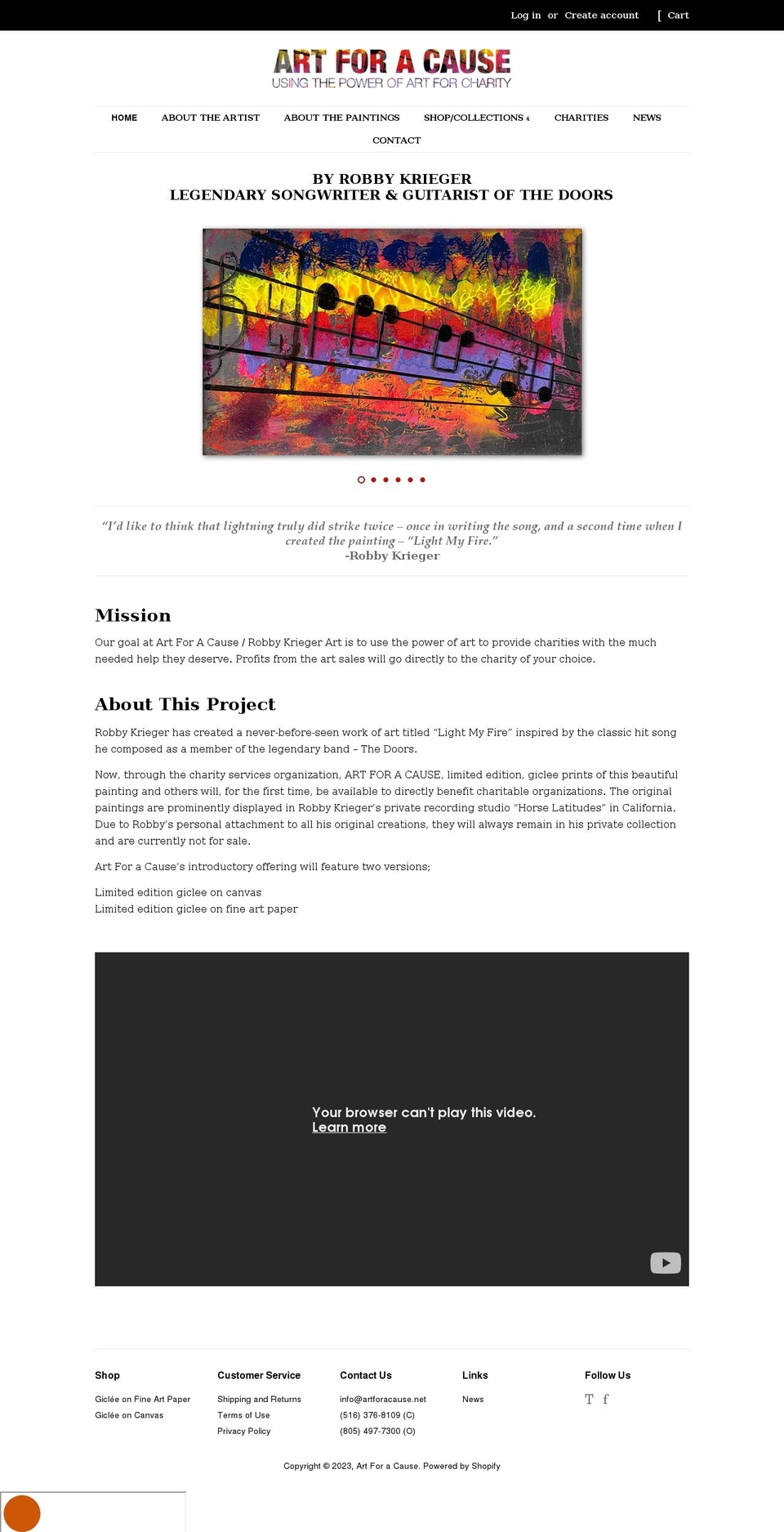 artforacause.net shopify website screenshot