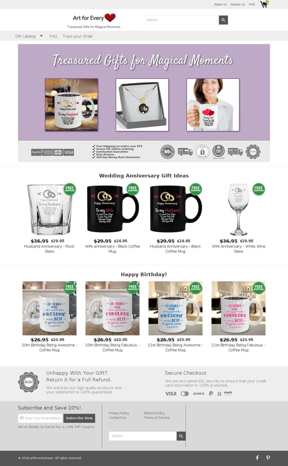 artforeveryheart.com — Shopify storefront screenshot