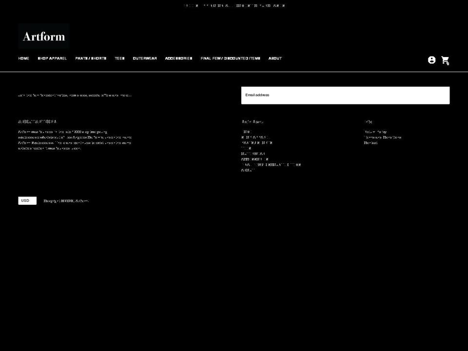 artform.store shopify website screenshot