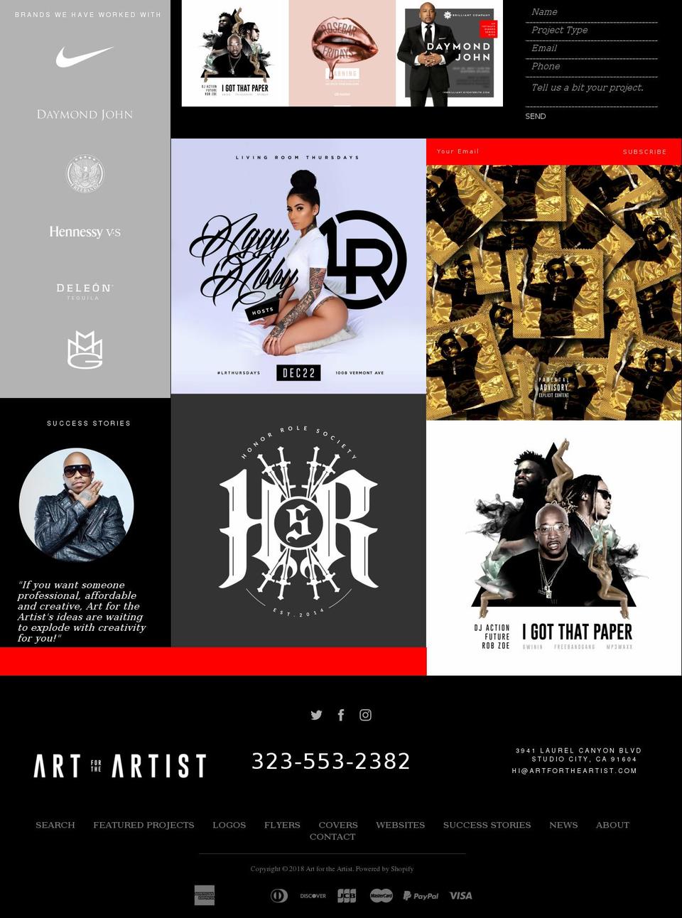 artfortheartist.com — Shopify storefront screenshot