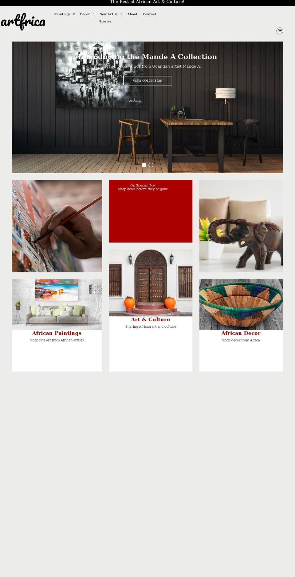 artfrica.net shopify website screenshot