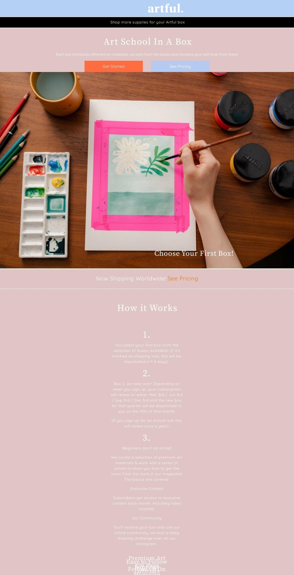 artful.co.uk shopify website screenshot