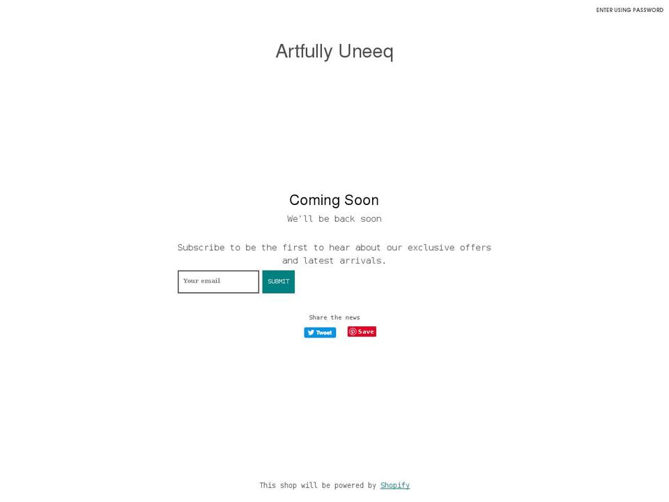 artfullyuneeq.com — Shopify storefront screenshot