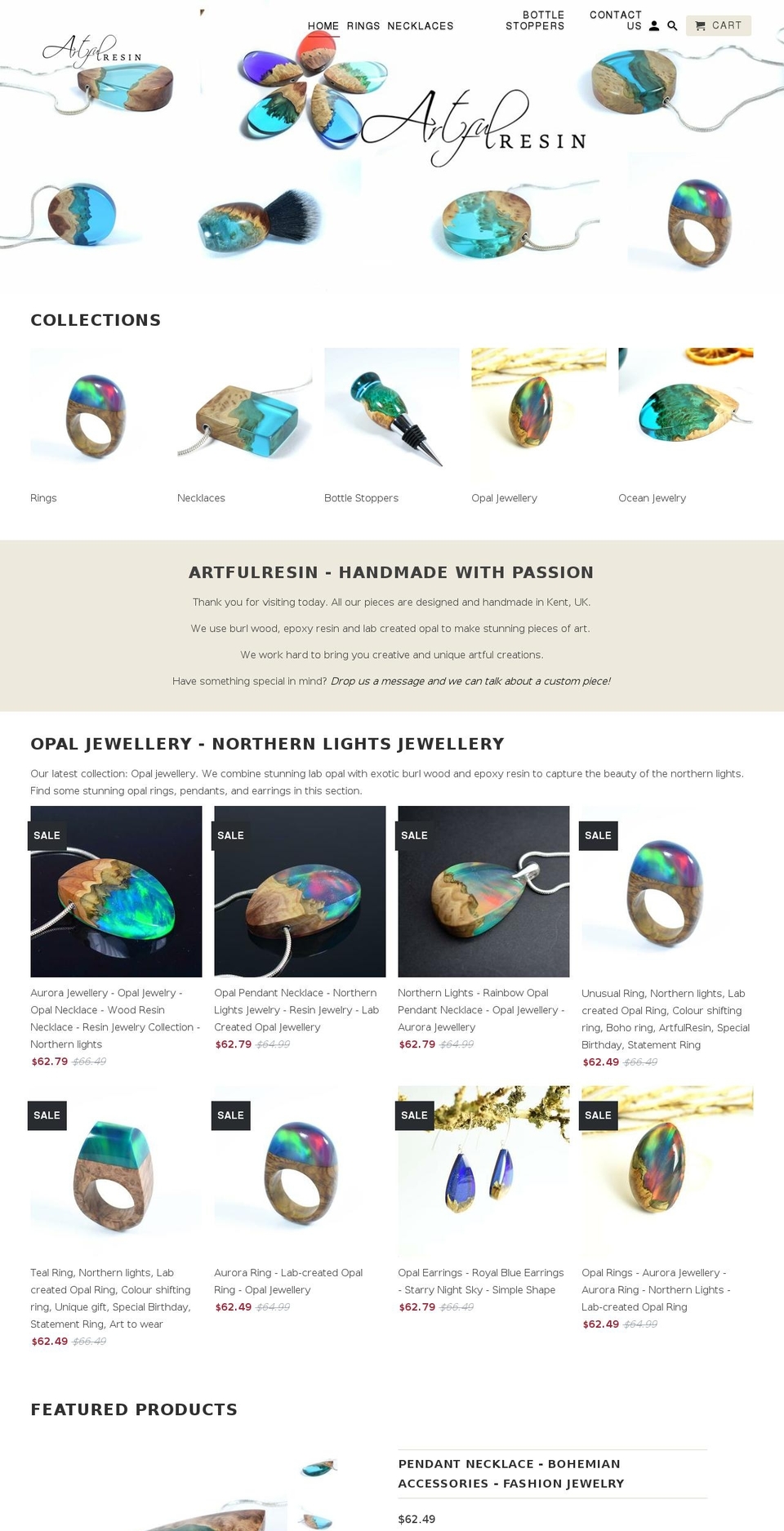 artfulresin.com — Shopify storefront screenshot