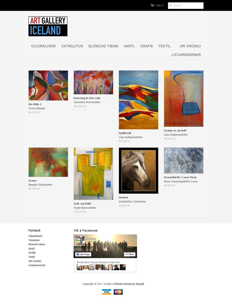 artgalleryiceland.com shopify website screenshot
