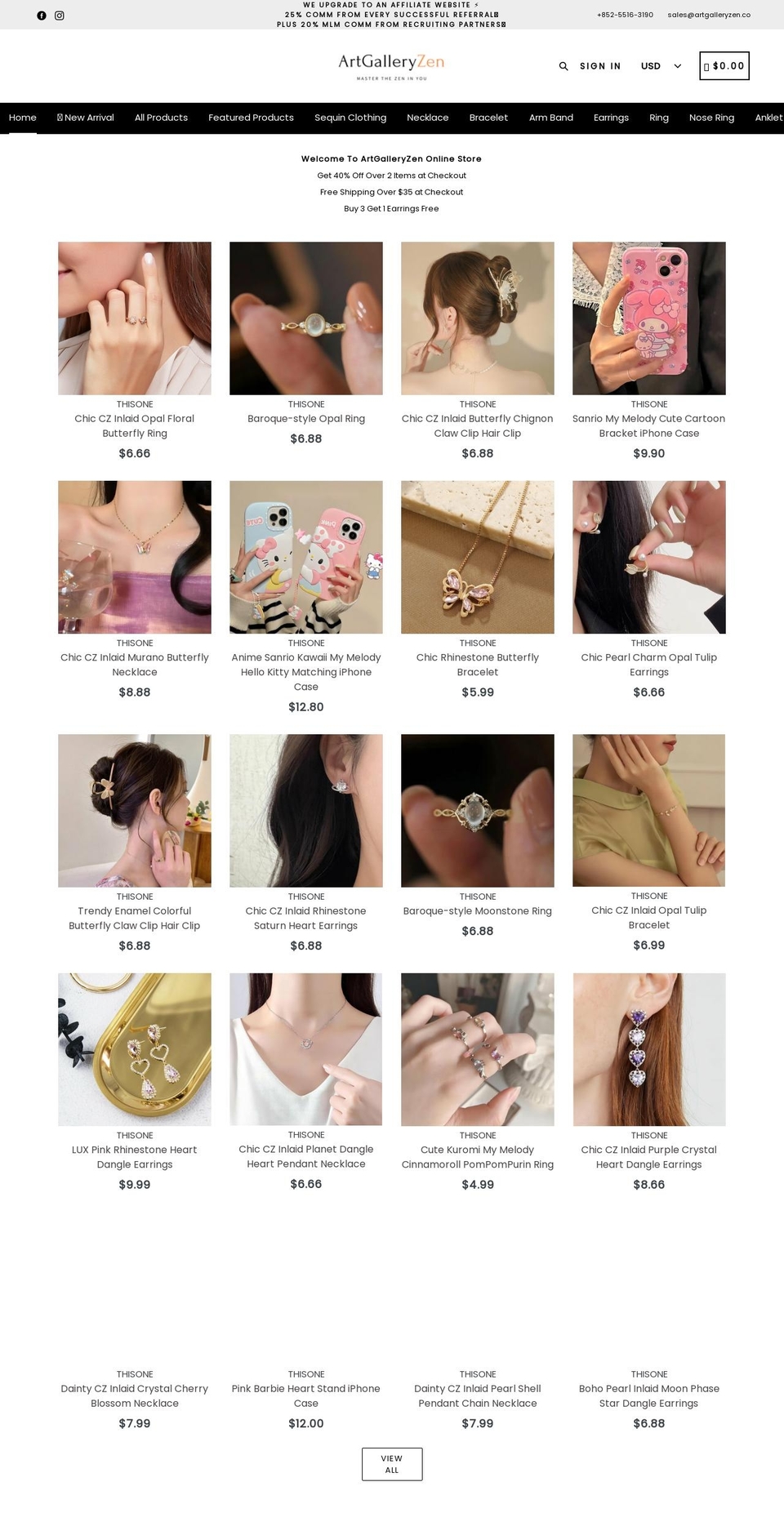 artgalleryzen.co shopify website screenshot