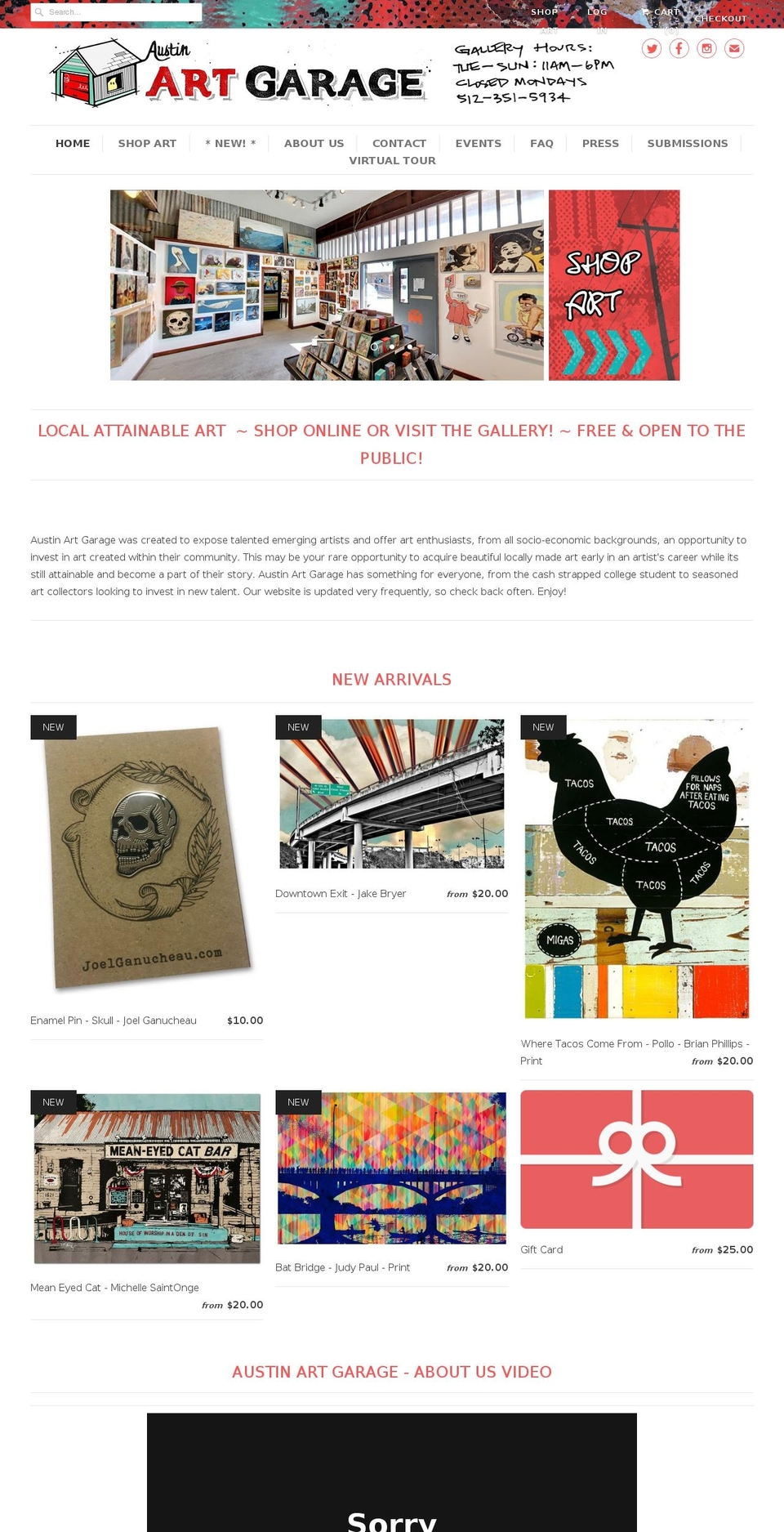artgarage.com shopify website screenshot