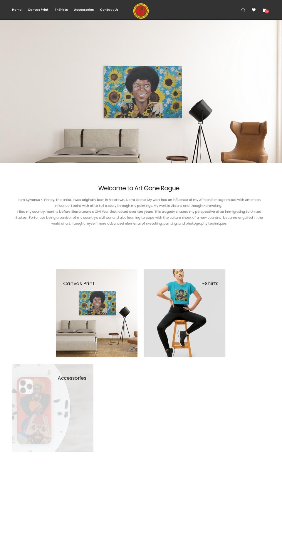 OREO Shopify theme site example artgonerogue.com