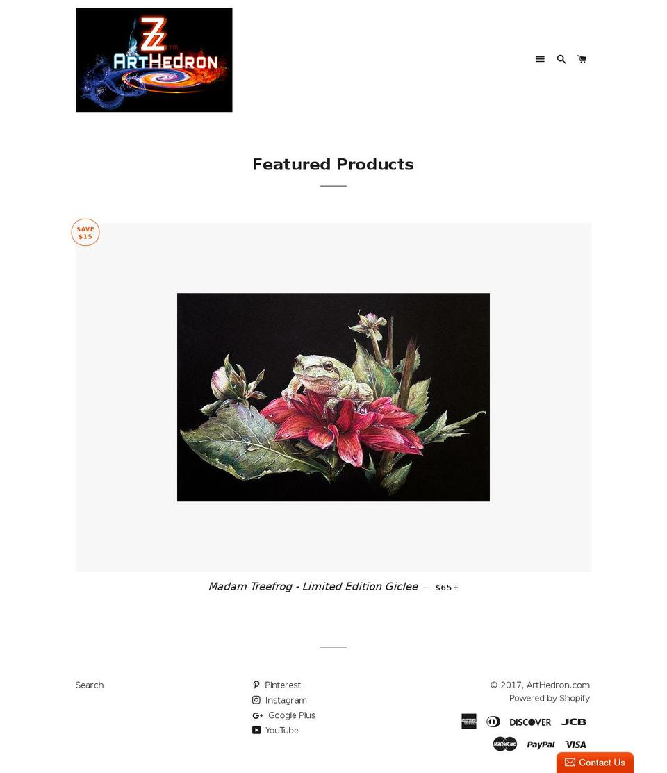 arthedron.com shopify website screenshot