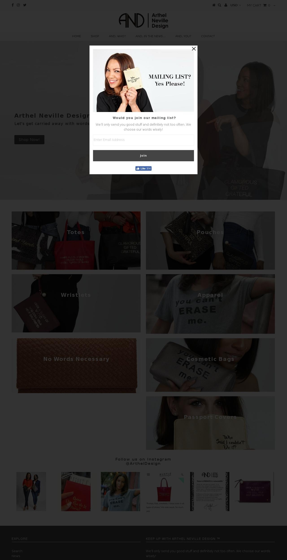 arthelnevilledesign.com — Shopify storefront screenshot