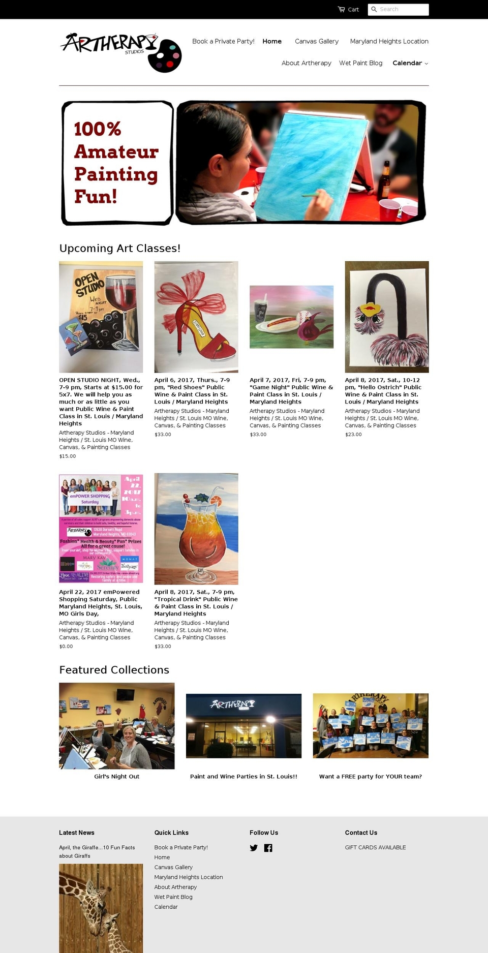 artherapystudios.com shopify website screenshot