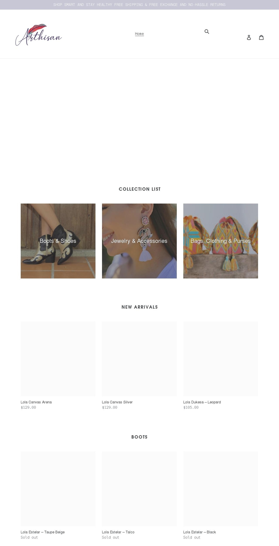 arthisan.com shopify website screenshot