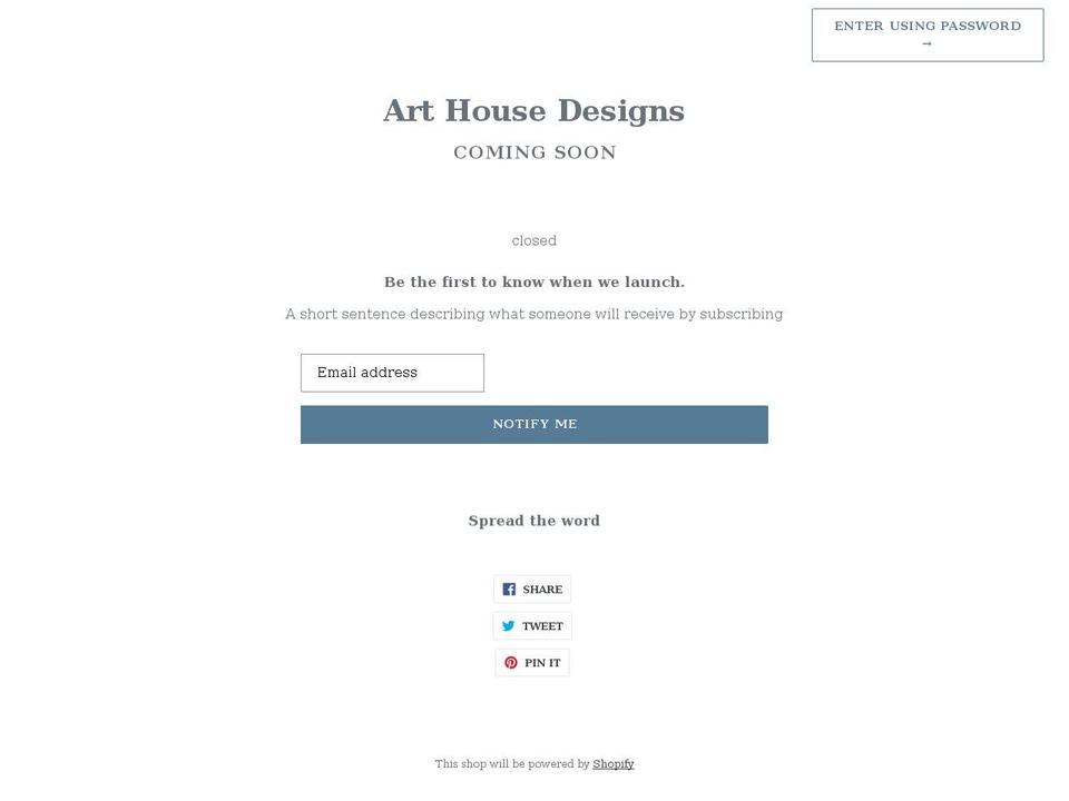 arthousefurnishings.com shopify website screenshot