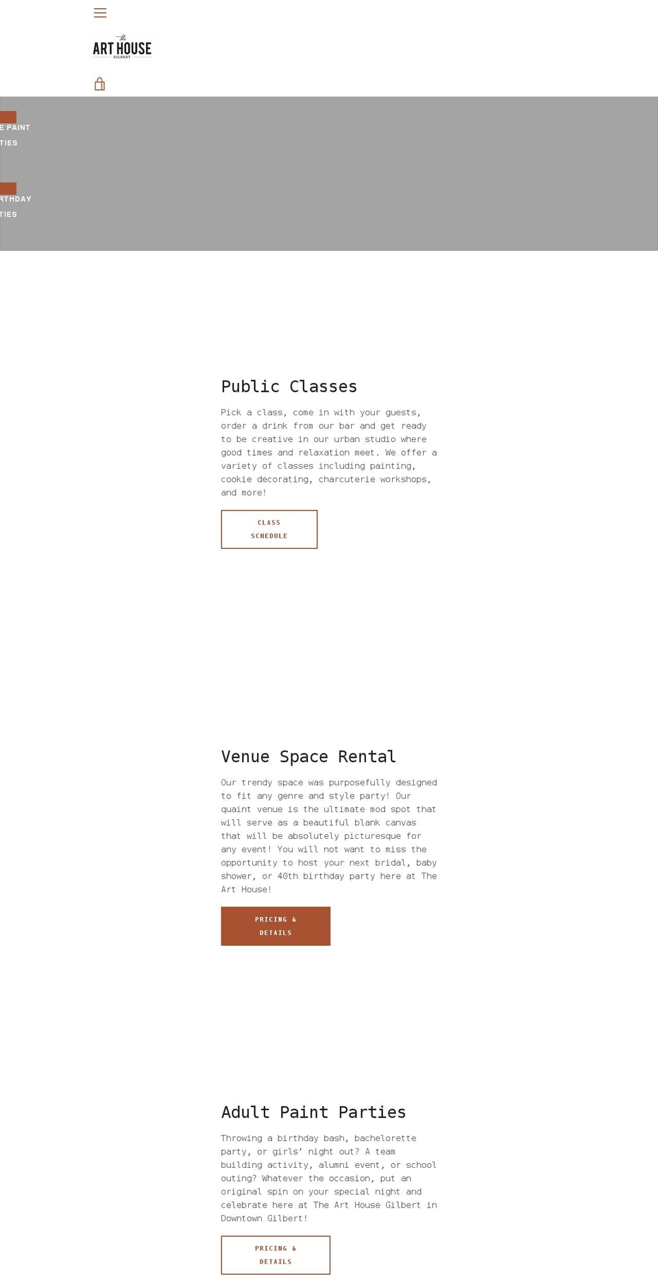 arthousegilbert.com shopify website screenshot