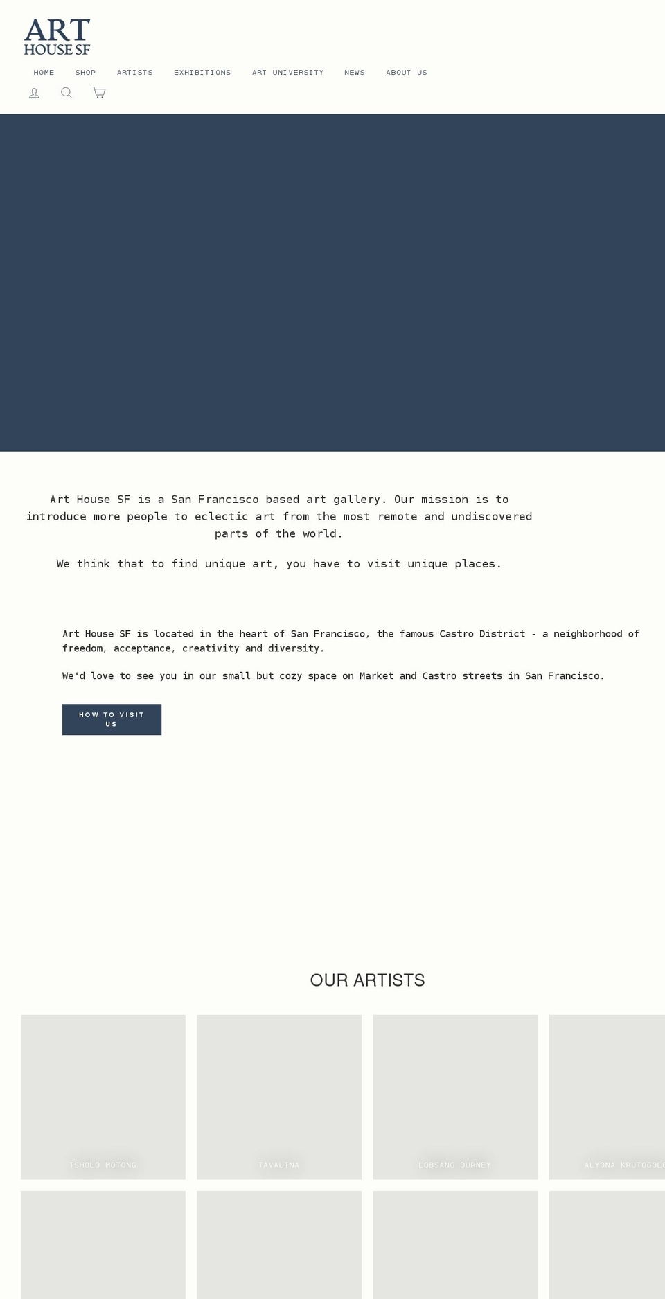 arthousesf.com shopify website screenshot