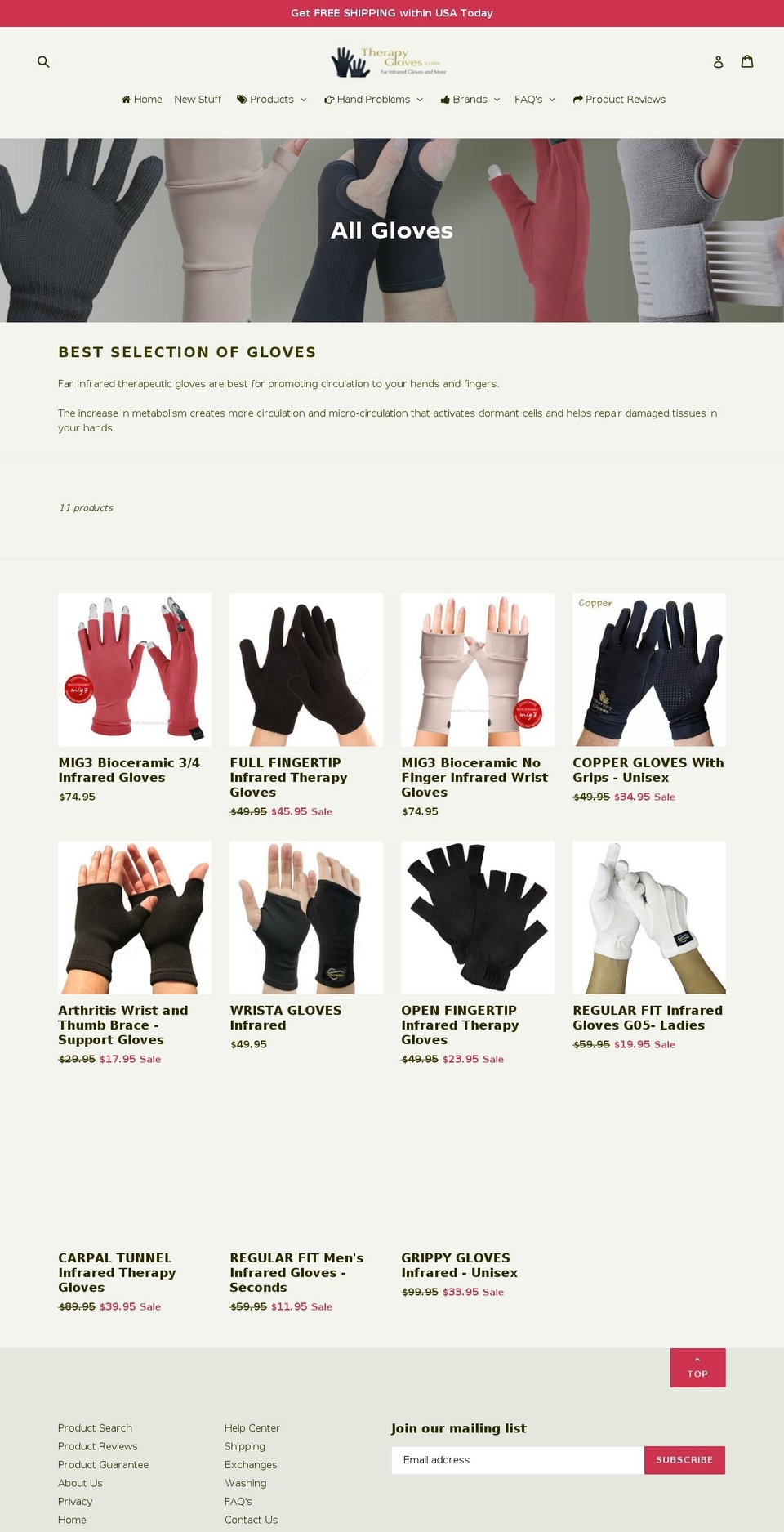 arthritishands.net shopify website screenshot