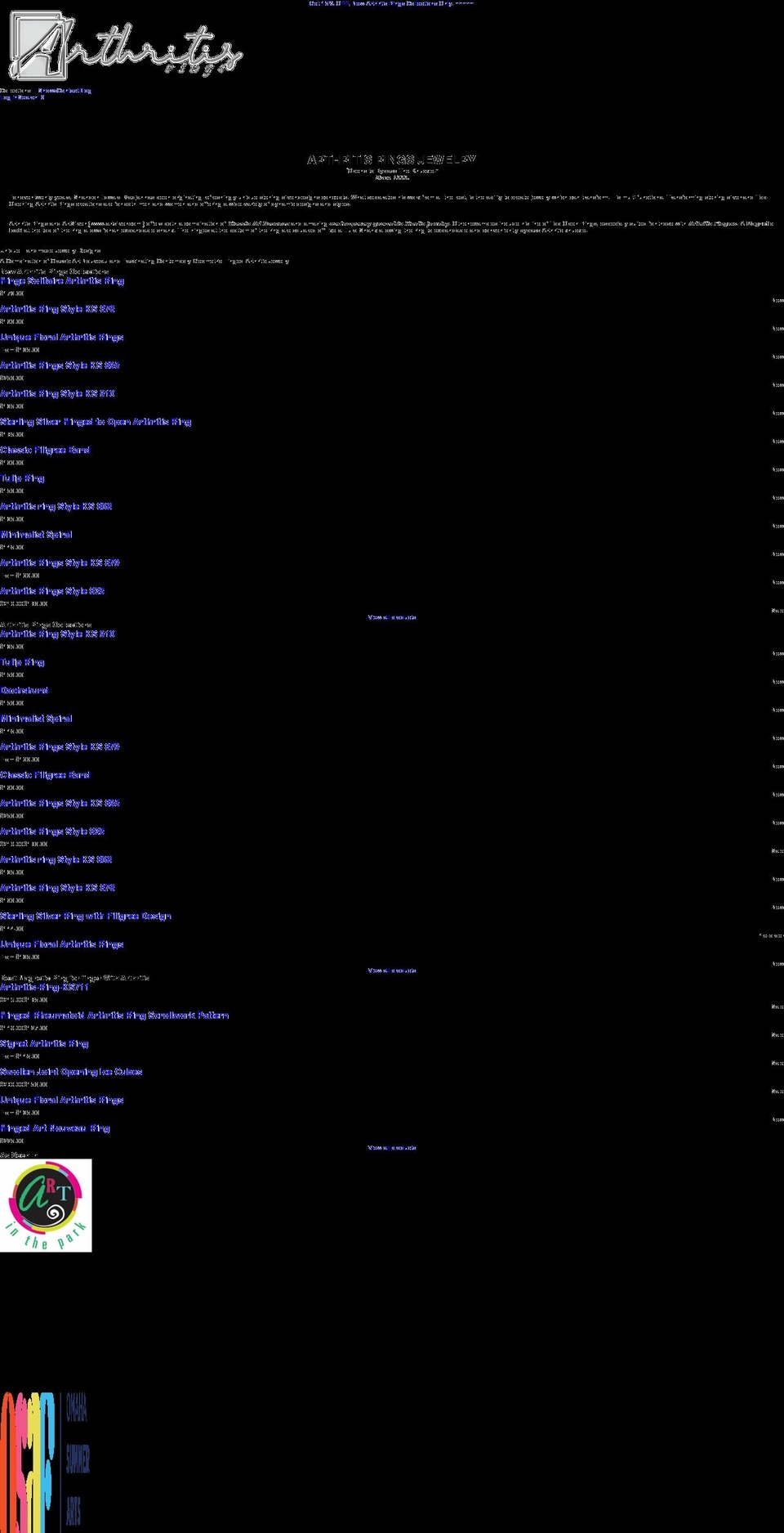 arthritisrings.com shopify website screenshot