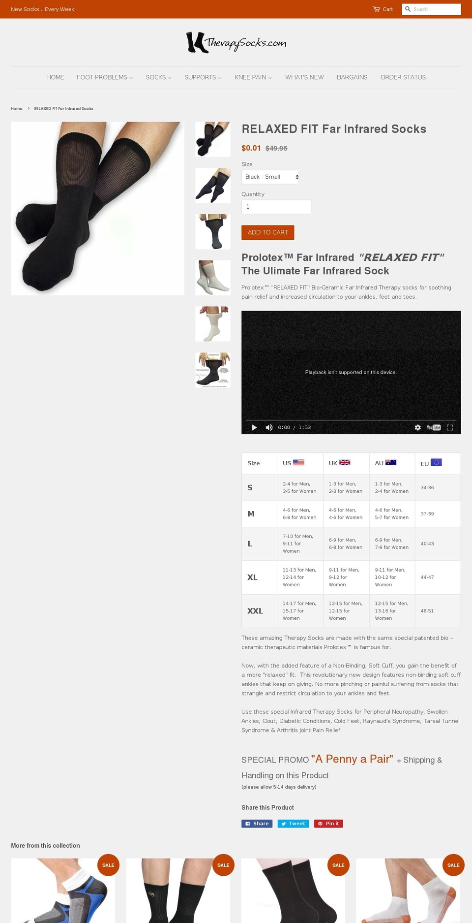 arthritissocks.com shopify website screenshot