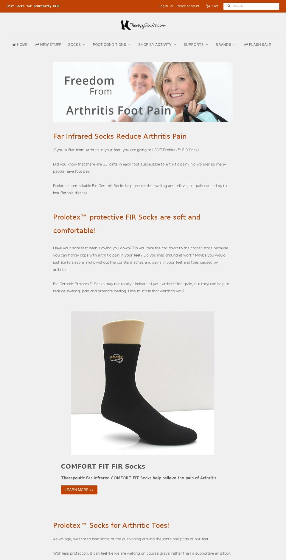 arthritissocks.org shopify website screenshot