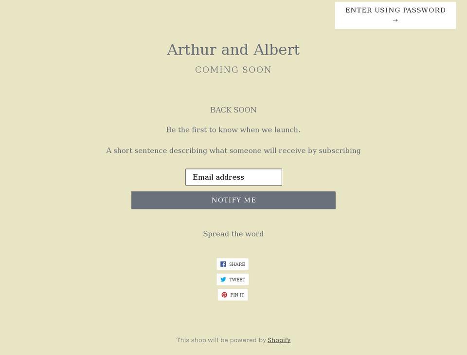 arthurandalbert.shop shopify website screenshot