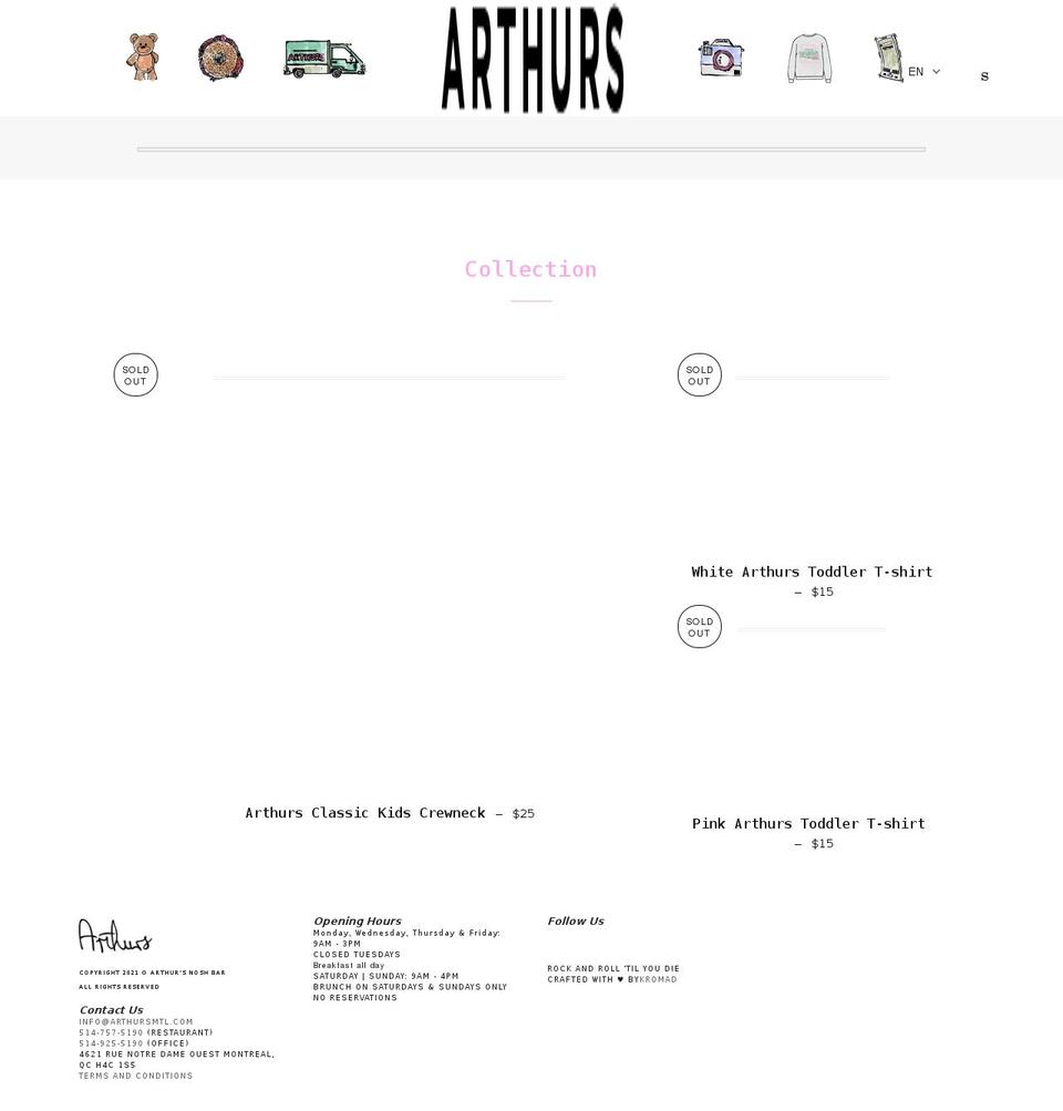 arthurs-nosh-bar.myshopify.com shopify website screenshot