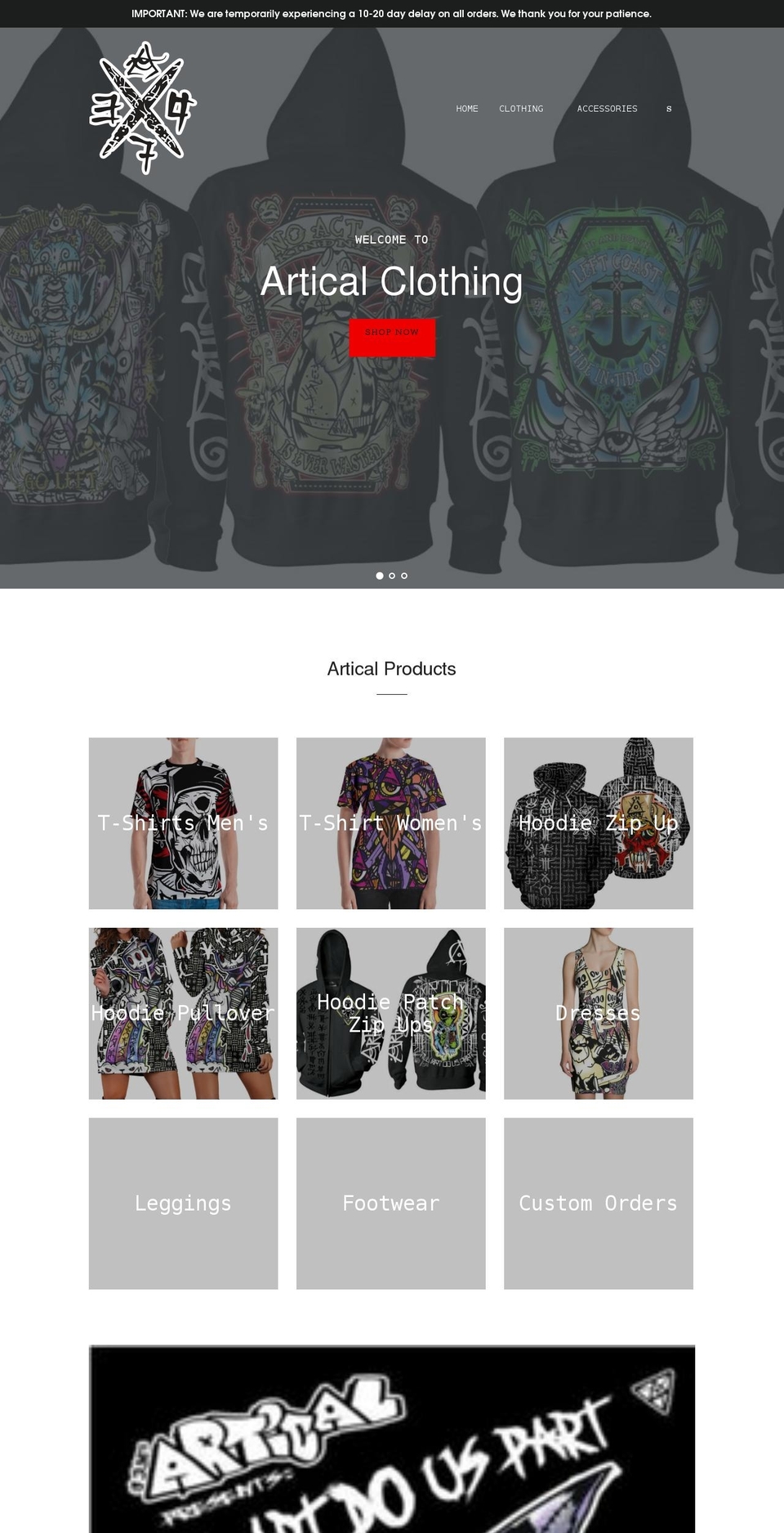 articalclothing.com shopify website screenshot