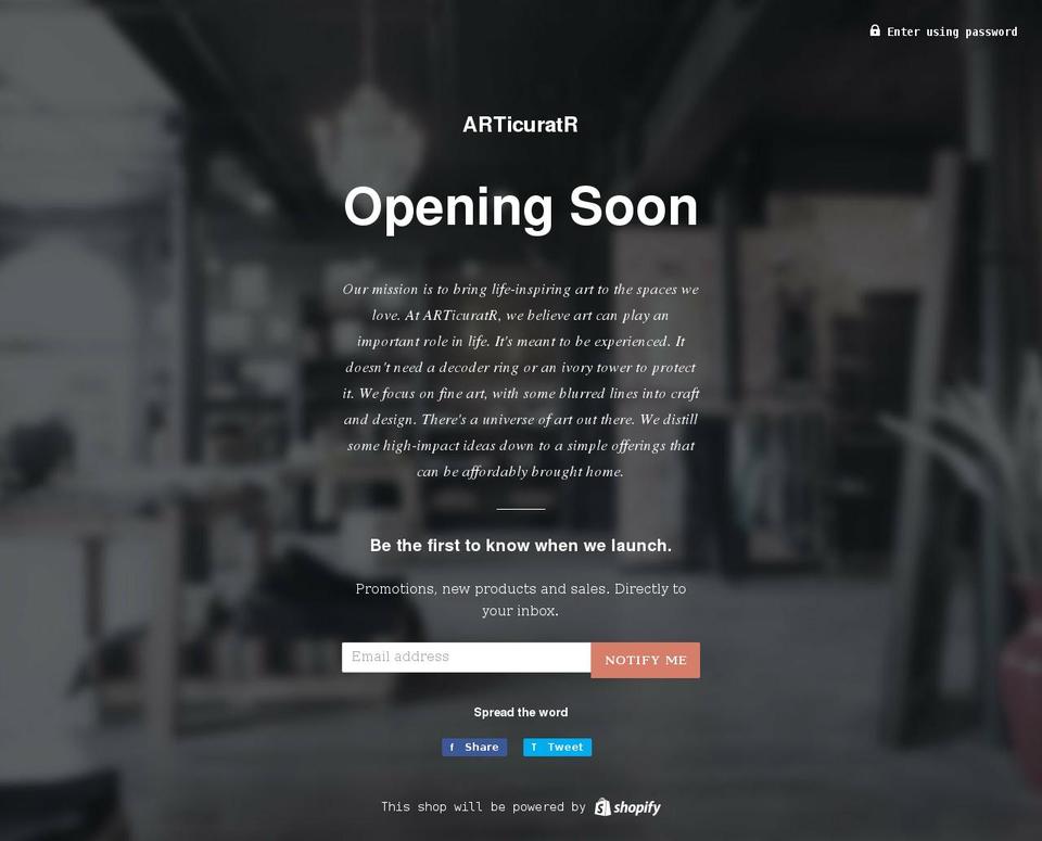 articuratr.com shopify website screenshot