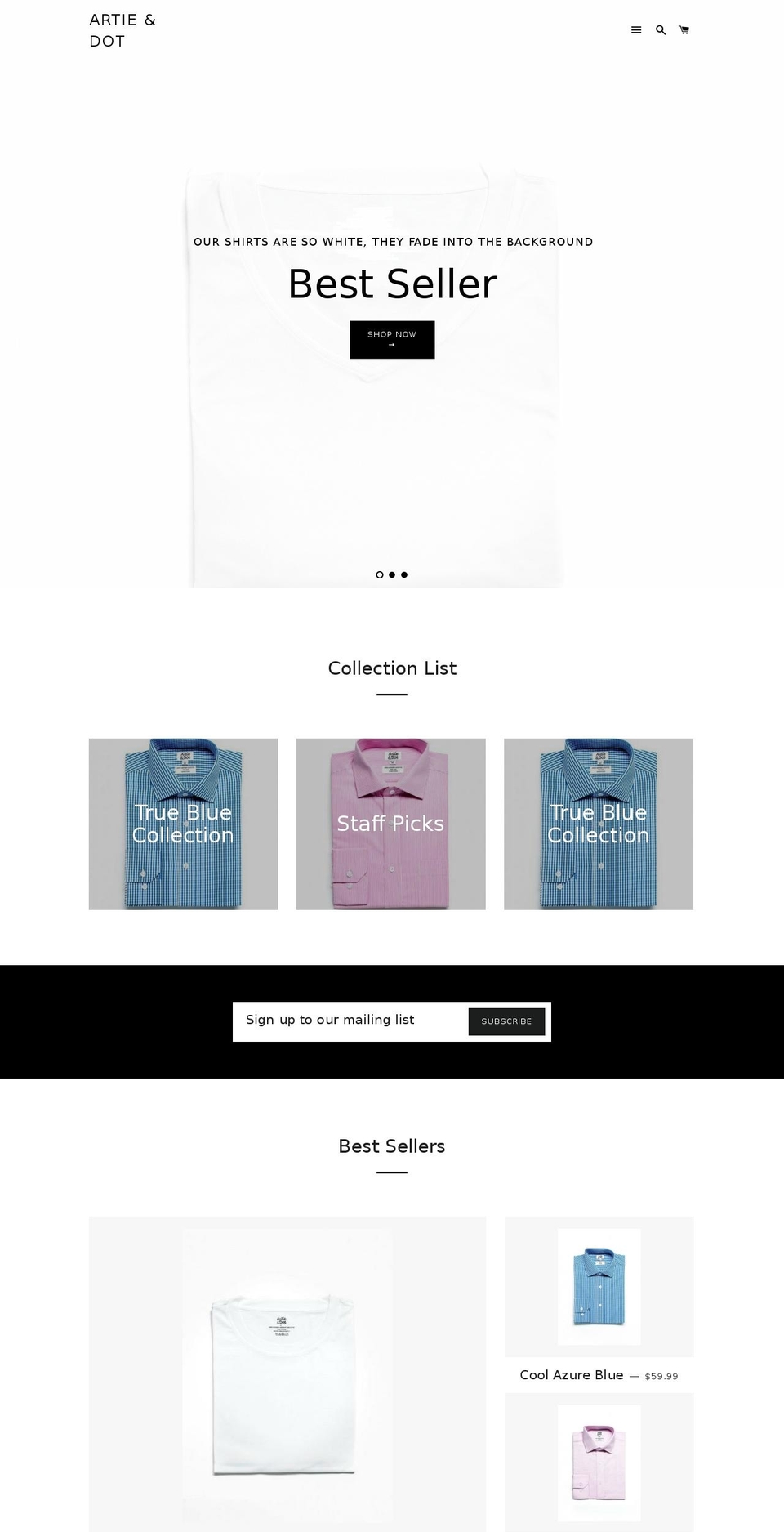 artiedot.com shopify website screenshot