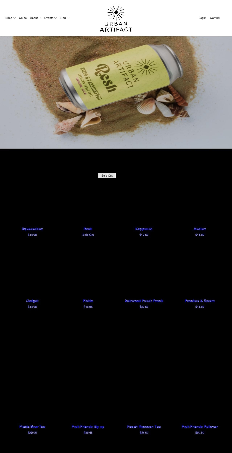 artifactbeer.com shopify website screenshot