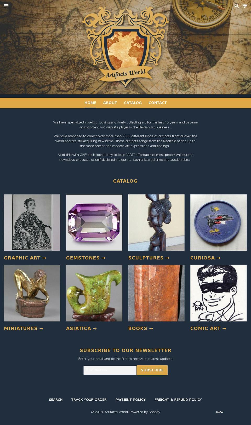artifacts-world.com — Shopify storefront screenshot